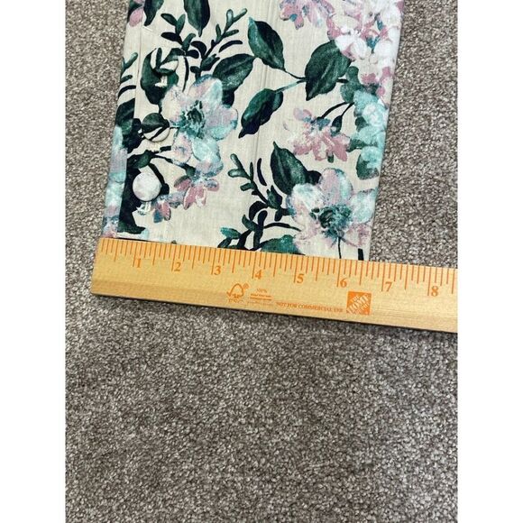 J. jill womens oatmeal floral linen stretch pants sz small side zipper elastic - Picture 6 of 12